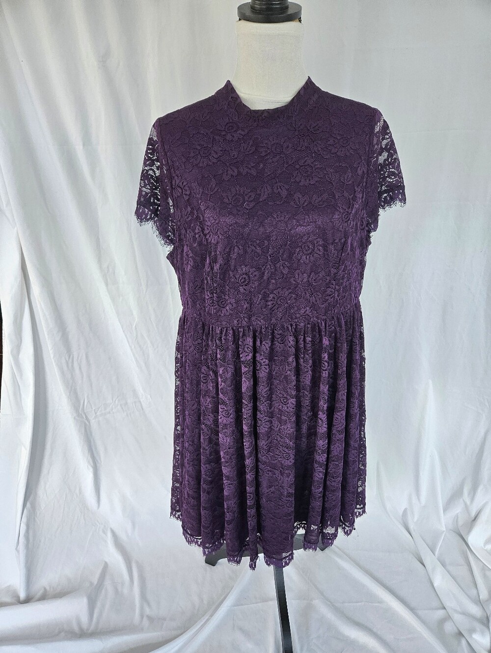 Torrid Women's Lace Velvet A-Line Dress - Deep Purple Size 18